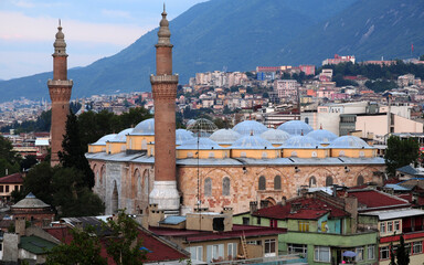 Located in Bursa, Turkey, the Ulu Mosque was built in 1400. It is one of the most touristic mosques in the country. © sinandogan