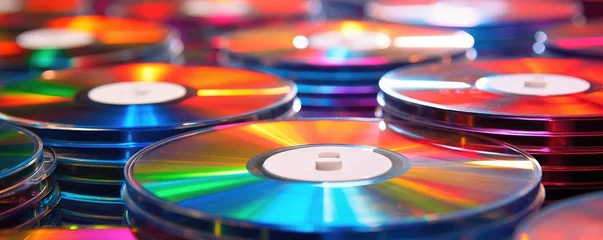 Photo sur Aluminium brossé Magasin de musique Stack of CDs close up. Compact disc. Generative AI.