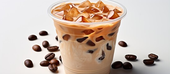 Takeaway cup with iced coffee or caffe latte including path clipping