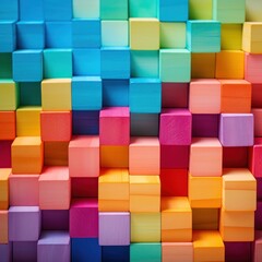 Fototapeta na wymiar Colorful blocks stacked high in a tower
