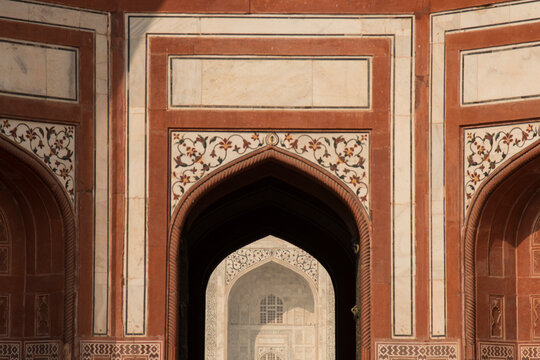 Architectural detail in the Agra Fort; Agra, India