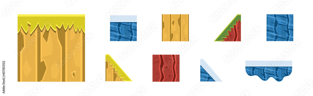 Poster soil layers and different game platform vector set