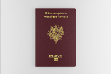 French passport on white background isolate, France, document