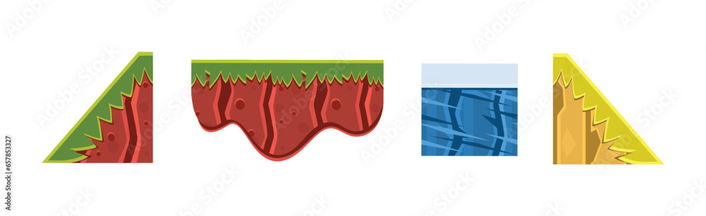 Poster soil layers and different game platform vector set