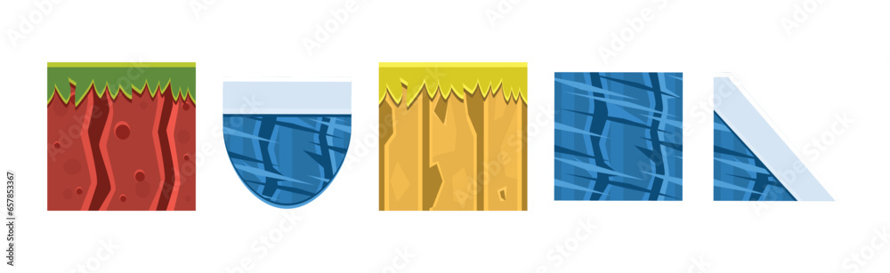 Poster soil layers and different game platform vector set