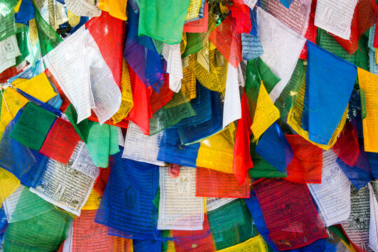 Prayer flags at the Tiger's Nest Monastery; Paro, Bhutan