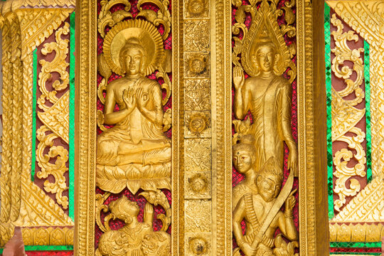 Gilded wall carvings at Wat Xieng Thong Monastery; Luang Prabang, Laos