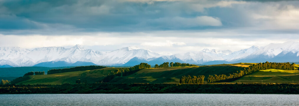 Lake Te Anau, Te Anau Downs and the Earl Mountains in Fiordland National Park; South Island, New Zealand