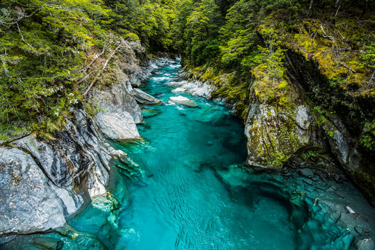 Blue Hole near Haast Pass, New Zealand; South Island, New Zealand