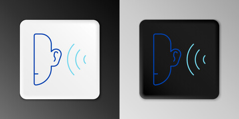 Line Ear listen sound signal icon isolated on grey background. Ear hearing. Colorful outline concept. Vector