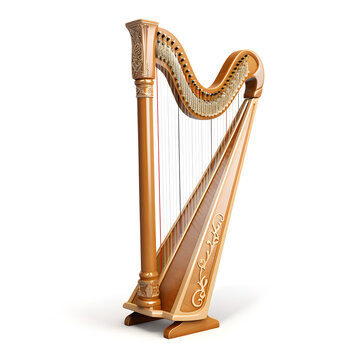 A Harp isolated with a white background. Generative ai. 