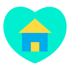 Flat Real estate Love icon