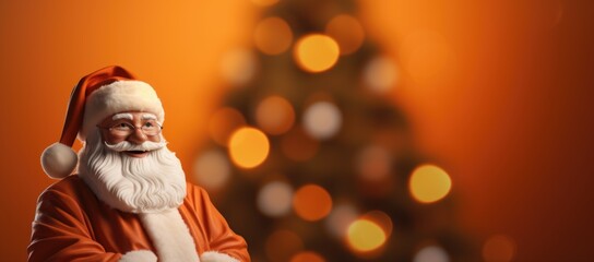 Santa Claus against an orange backdrop