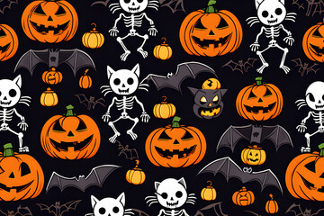 halloween seamless pattern with pumpkins Generative AI
