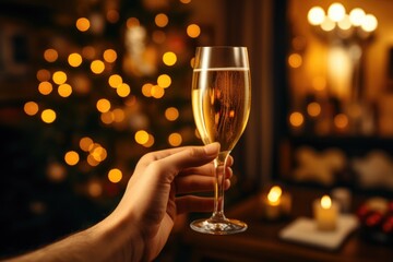 Raising a glass of champagne on New Year's Eve