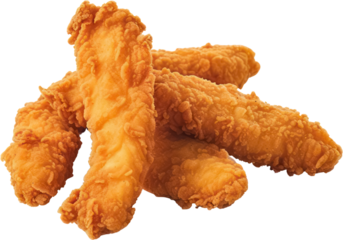 Delicious Tasty crispy fried Chicken strips, Hot Chicken Tenders, PNG, Transparent, isolate.