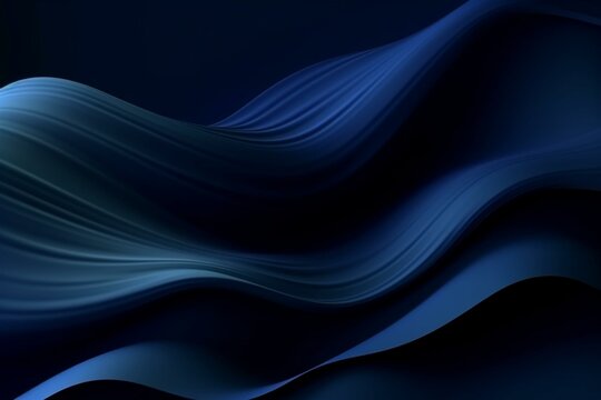 A stylish abstract dark blue wave background. Generative AI