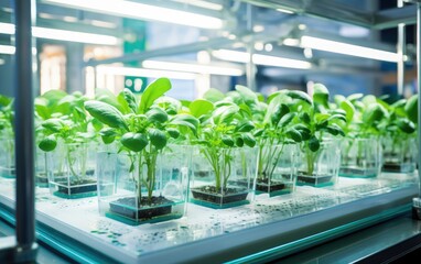 Crops growing in a lab created with an advanced technology. Generative AI
