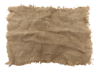 Burlap texture. A piece of torn burlap on a white background. Canvas. Packing material
