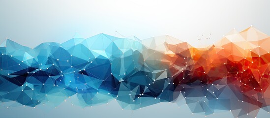 Low poly mesh diagram on abstract tech background
