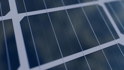 Close-up view of half cut polycrystalline solar panel cell