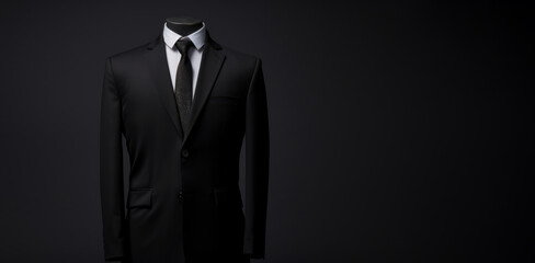 black suit  unfirom for business man ,on black gradient background,with copy space 