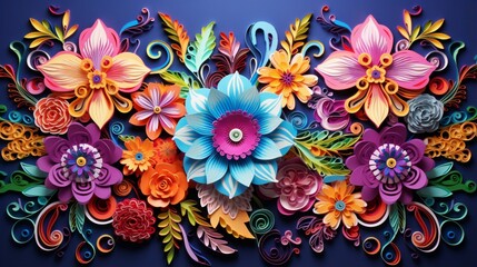Fototapeta na wymiar delicate quilled paper artistry, with intricate designs and vibrant colors