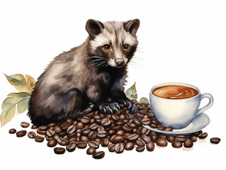 Kopi luwak animal. Indonesian coffee concept - obrazy, fototapety, plakaty