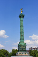The July Column on the Place de la Bastille in Paris, France. Column with statue of the golden angel.