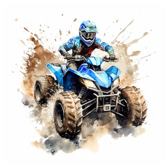 Atv drift watercolor paint ilustration