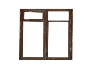 Old wooden window isolated on white background.
