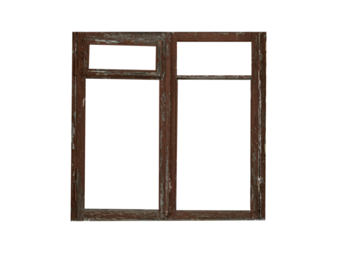 Old wooden window isolated on white background.