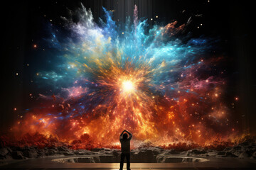 An artist's rendering of the Big Bang, symbolizing the birth of the universe and the expansion of...