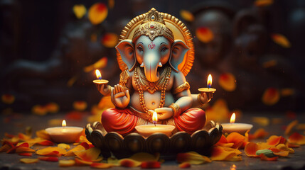 Fototapeta premium Lord Ganesha with colorful background