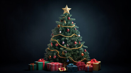 Christmas tree and gifts. Generative AI