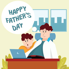 happy Father's day Social MEdia Post Vector illustration. Daddy together with son.