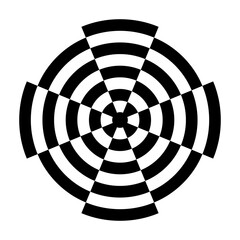 Dartboard spiral design abstract pattern, EPS has 2 separate layers to recolor and includes pattern swatch that seamlessly fills any shape, Black and white target, White background. 
