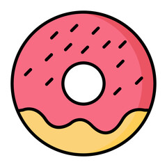 Fototapeta premium Donut Colored Outline Icon
