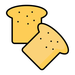 Tost Bread Colored Outline Icon