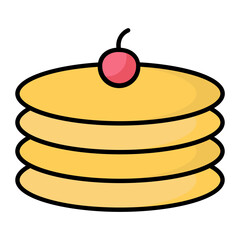 Pancake Colored Outline Icon