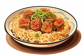 illustration of a Chinese noodle