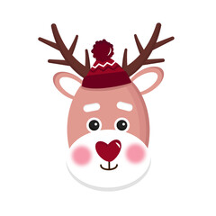 Cute head of kawaii christmas deer face