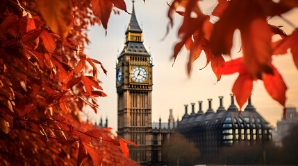 big ben clock tower city - obrazy, fototapety, plakaty