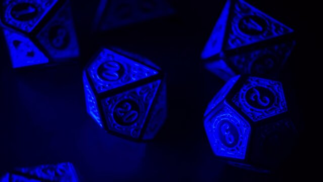 RPG dice, Exhibition of beautiful RPG dice with beautiful light, 4k.