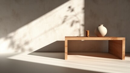 3D Mockup of Light and Shadow on a Table in Organic Expressionism Style with Sunrays and High Contrast