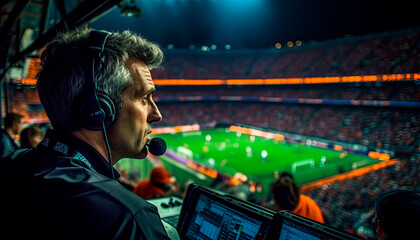 Football commentator of the final football match of the World Cup.