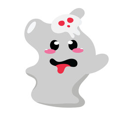 Happy Halloween cute ghost vector illustration in hand drawn style. Childish spooky boo characters concept. Isolated flat cartoon vector illustrations of comic phantoms.