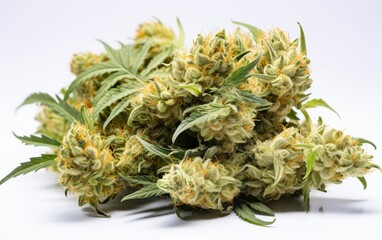 Cannabis bush on white background