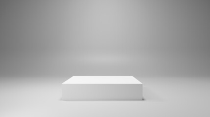 Blank White Rectangular Pedestal Template Against Clean Wall