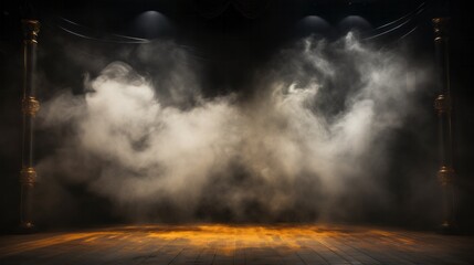 Stage Background with Smoke, Immersed in Nostalgic Atmosphere